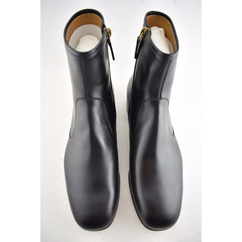 Gucci Mens Bonny Black Leather White Red Web Logo Chelsea Zipper Boots G 8 9 - Picture 6 of 12
